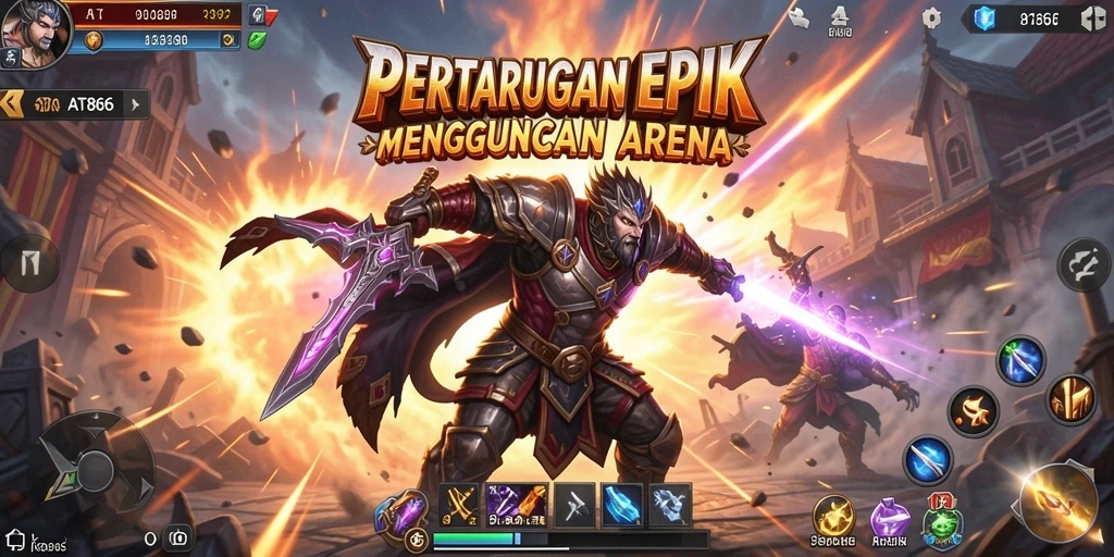 Screenshot gameplay AT866 menunjukkan pertarungan seru antara karakter.