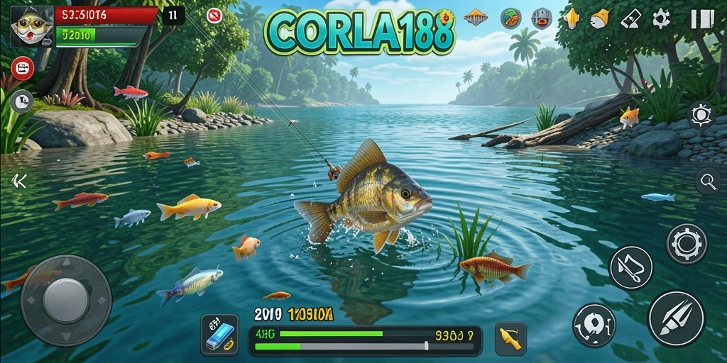 Tampilan gameplay CORLA188 yang mendebarkan saat memancing.