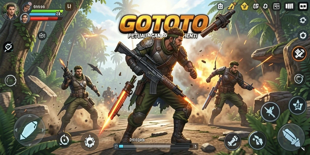 Tampilan aksi seru dalam gameplay GOTOTO yang mendebarkan.