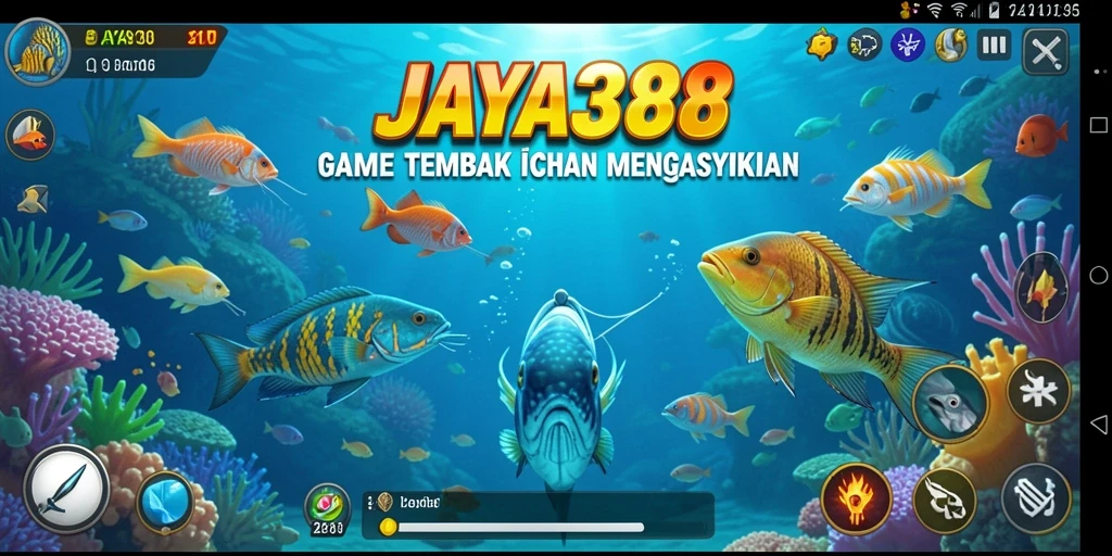 Screenshot utama JAYA388 menampilkan aksi menembak ikan.