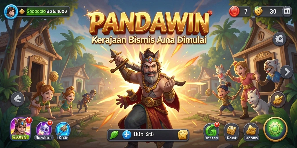Tampilan menarik dari gameplay PANDAWIN dalam membangun kerajaan bisnis.