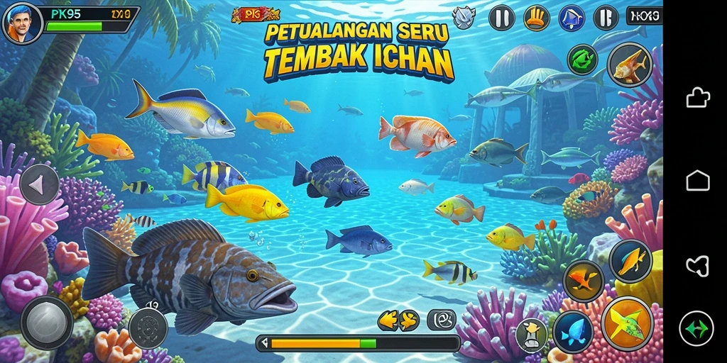 Tampilan gameplay Tembak Ikan yang seru dan penuh warna.