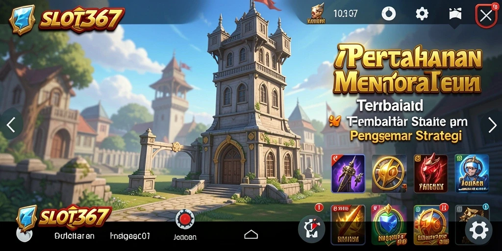 Tangkapan layar SLOT367 menunjukkan aksi seru dalam permainan Tower Defense.
