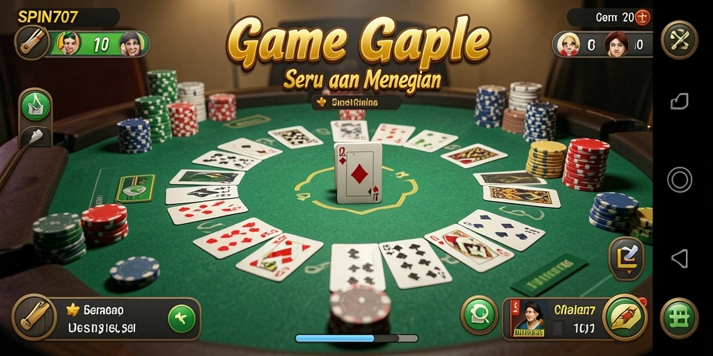 Tampilan gameplay seru dari SPIN707 di tengah permainan Gaple.