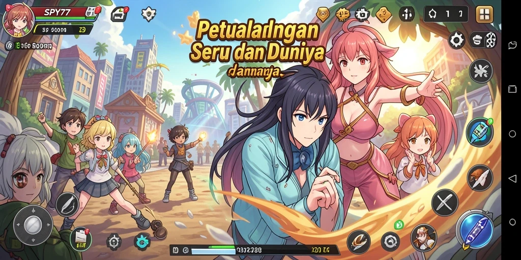 Tampilan gameplay SPY77 yang menarik dan penuh warna.