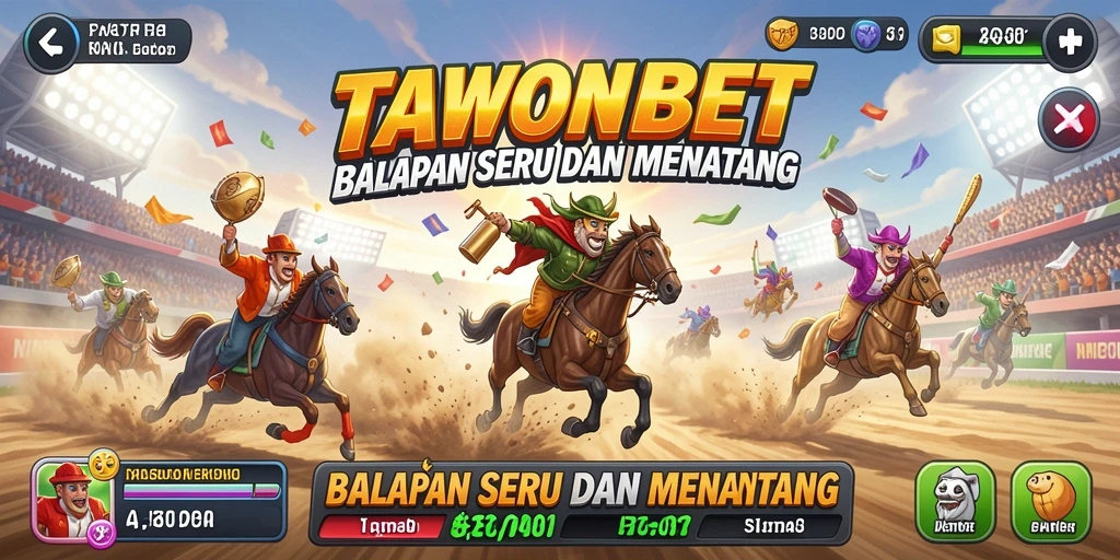 Tangkapan layar utama TAWONBET menampilkan aksi balapan yang seru.