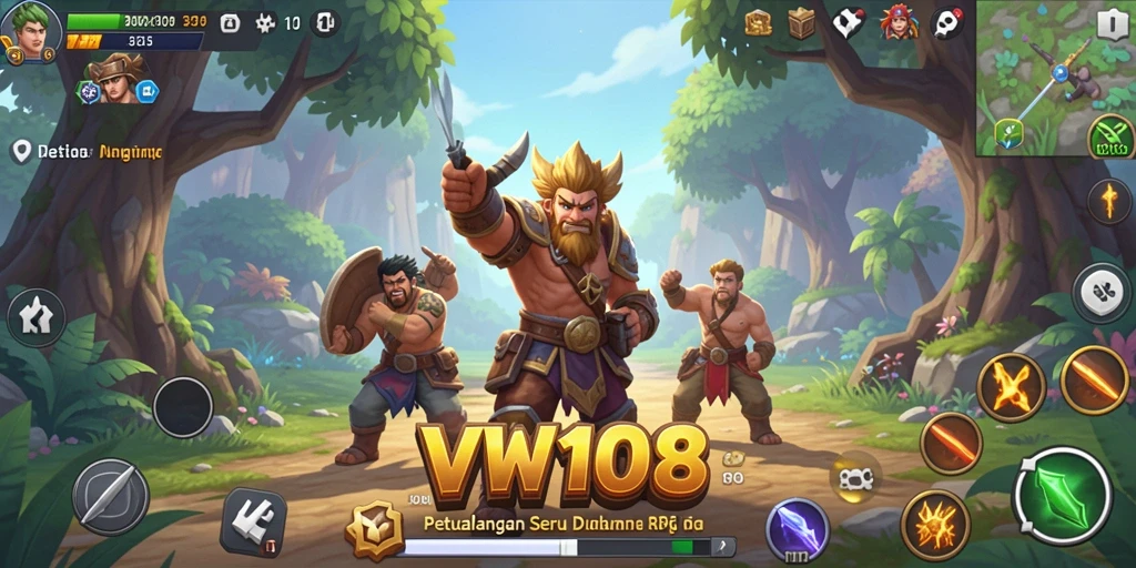 Tangkapan layar dari gameplay VW108 menampilkan petualangan RPG yang seru.