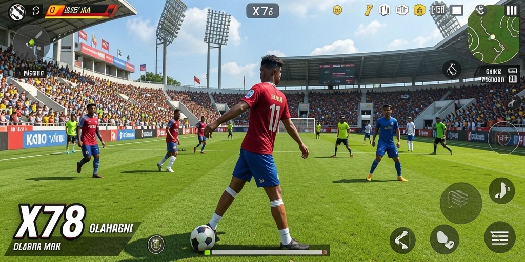 Gameplay seru dalam X78 menampilkan pertandingan olahraga yang mendebarkan.